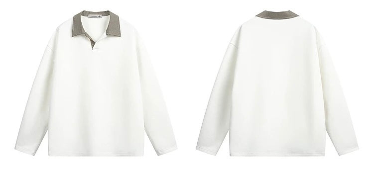 Men’s Houndstooth Patchwork Polo Long Sleeve Tee – Vintage Casual Streetwear Top S0036