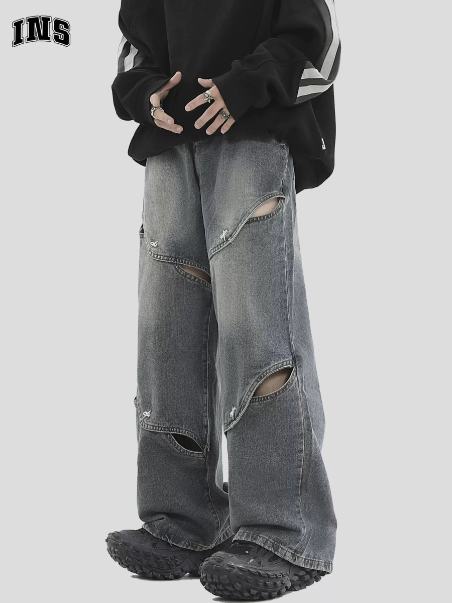 METAL HOLE BREAKING JEANS B0167