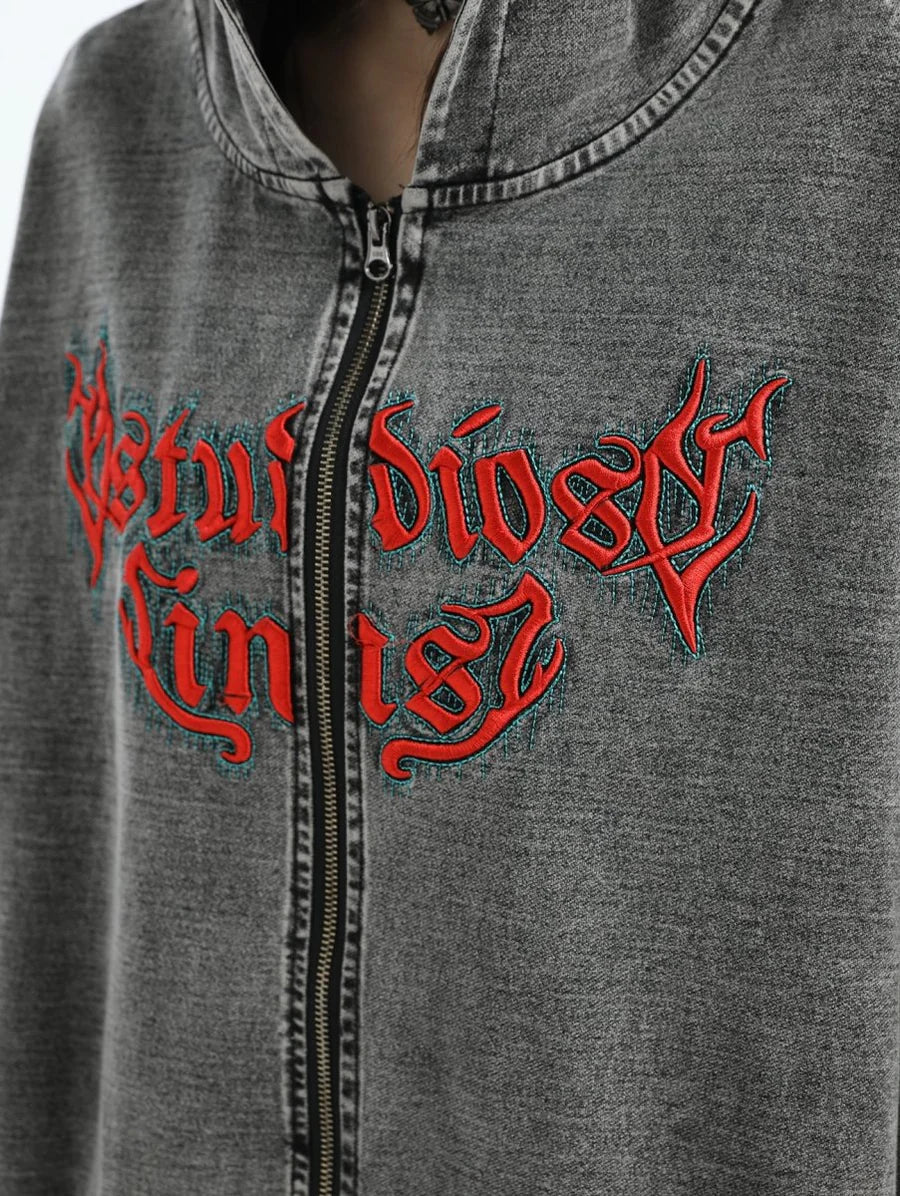 [INSstudios] GOTHIC LETTER LOGO DENIM JACKET T0098