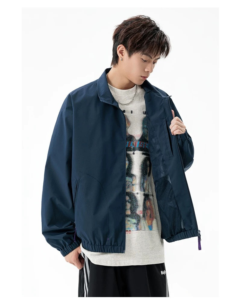 Men’s Japanese Minimalist Track Jacket – Casual Lightweight Streetwear Outerwear T0044