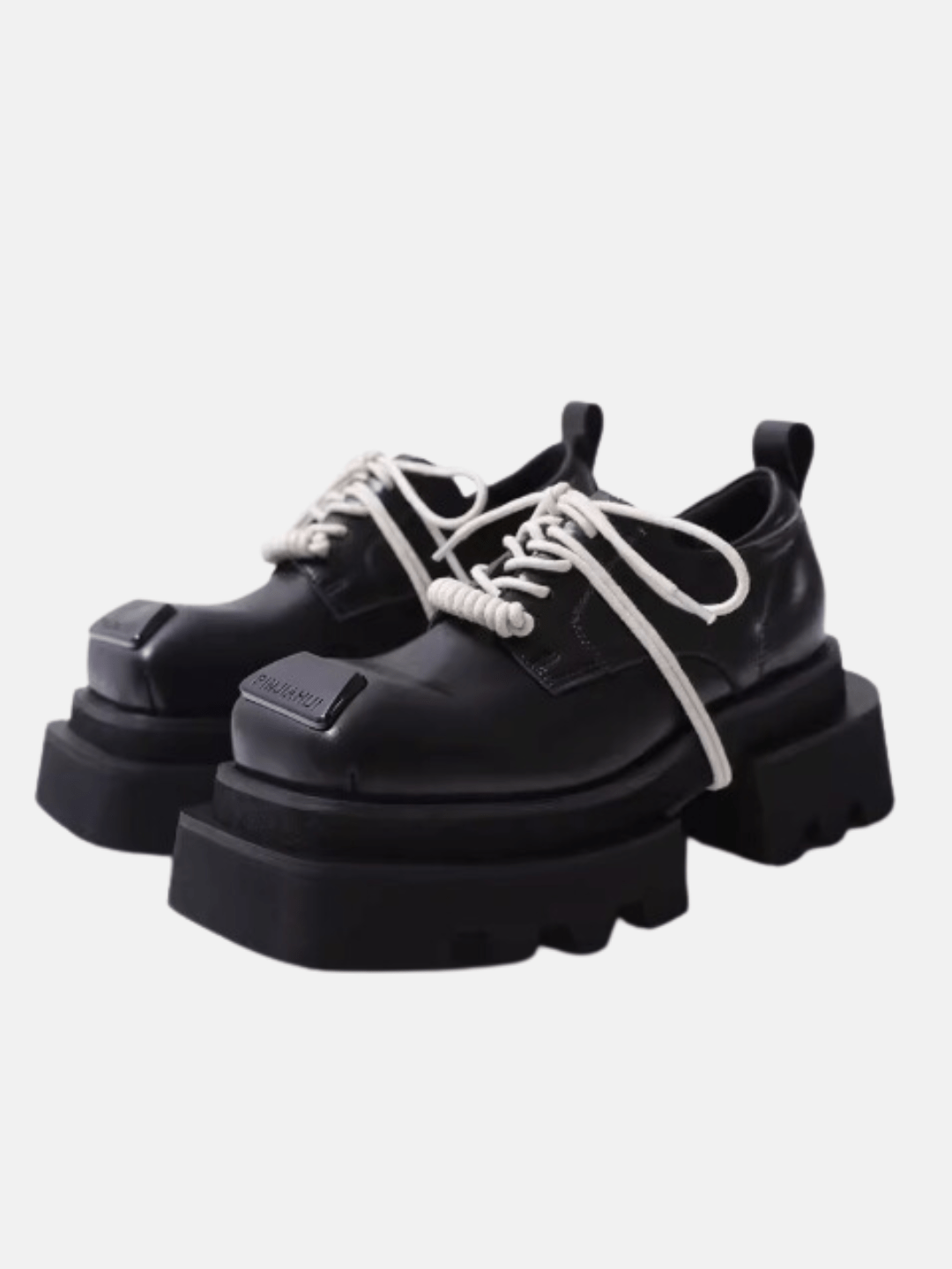 leather square head lace-up Derby shoes S049