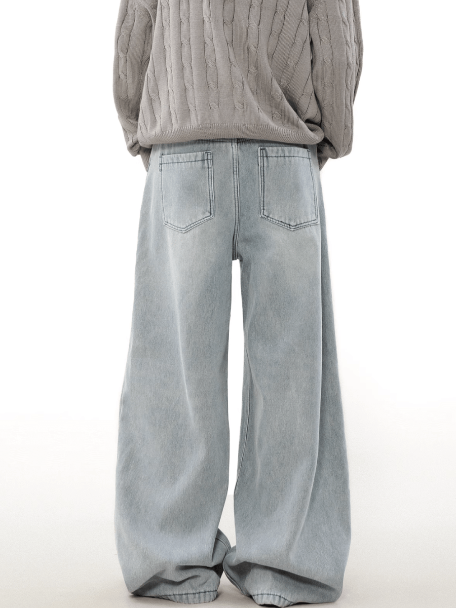 loose straight washed jeans B0117