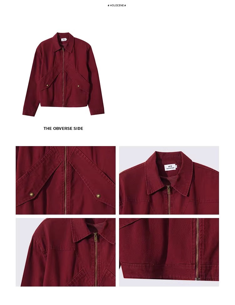 American High Street Red Lapel Jacket Jeans  Set FFF0291