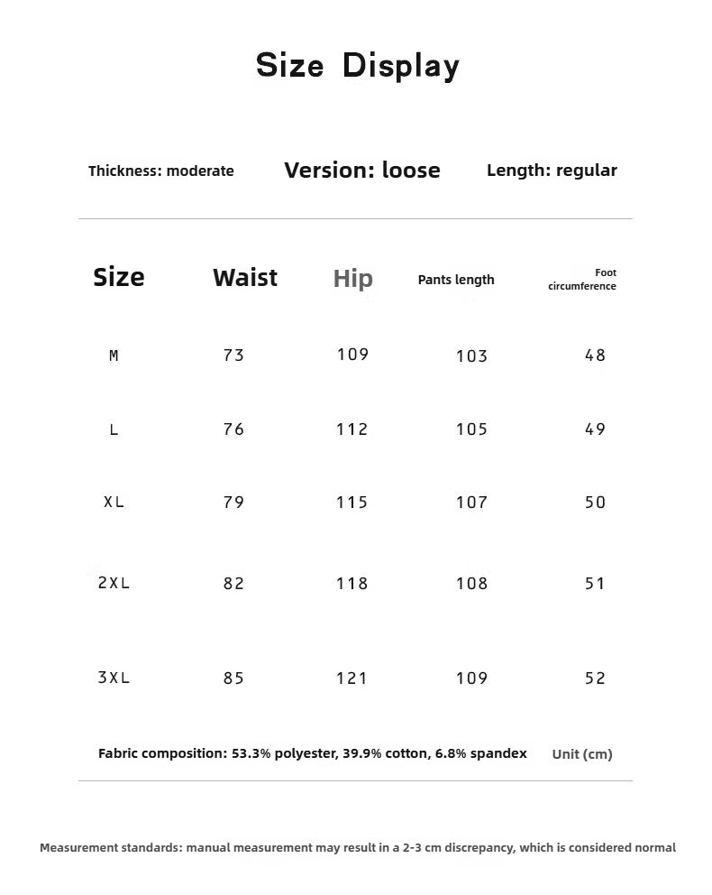 Wuyu 25cleanfit autumn and winter loose simple sweatpants scimitar silhouette casual pants B0326