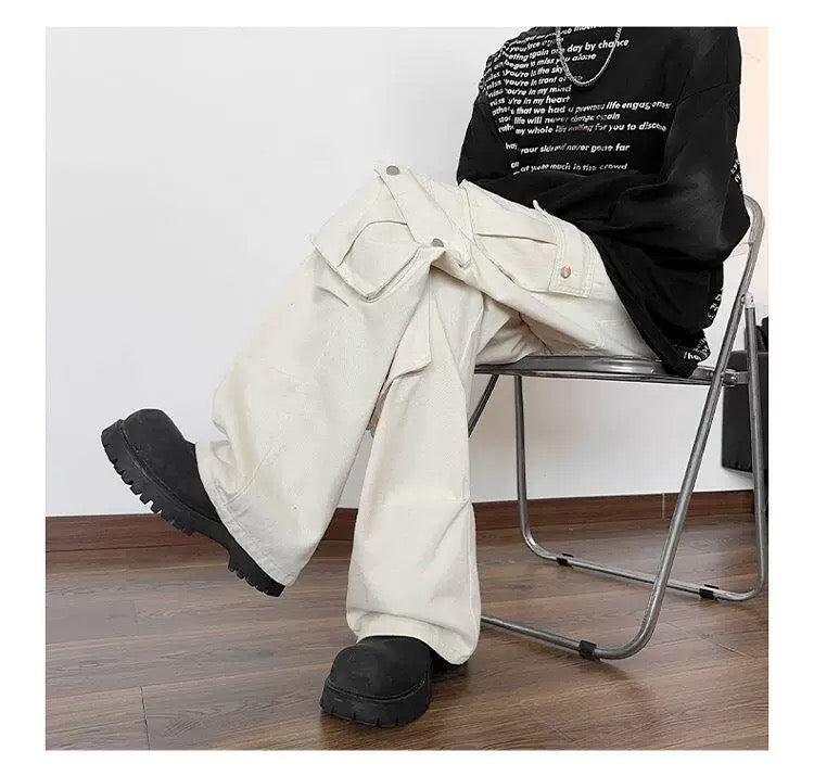 Men’s Multi-Pocket Cargo Pants – American Street Utility Workwear Trousers B0065