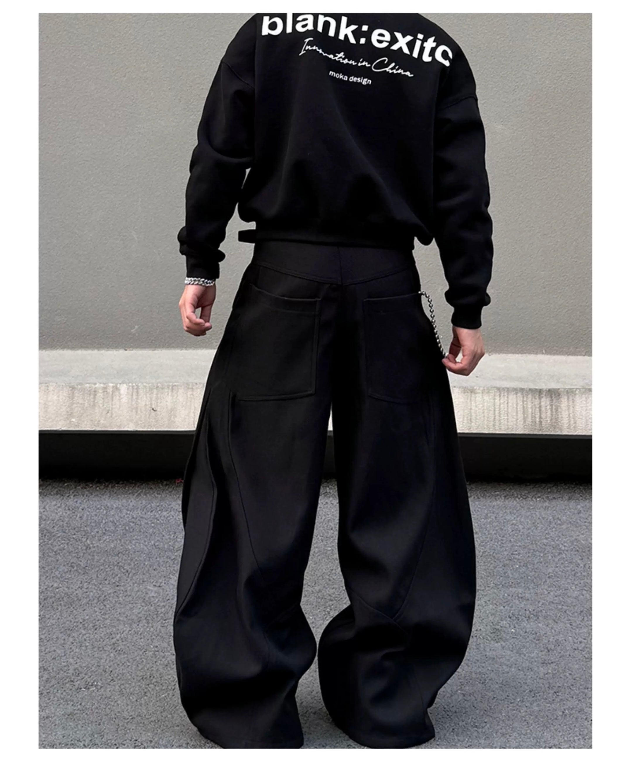 Men’s American Patchwork Rivet Blade Trousers – Vintage High-Street Flared Dress Pants B0080