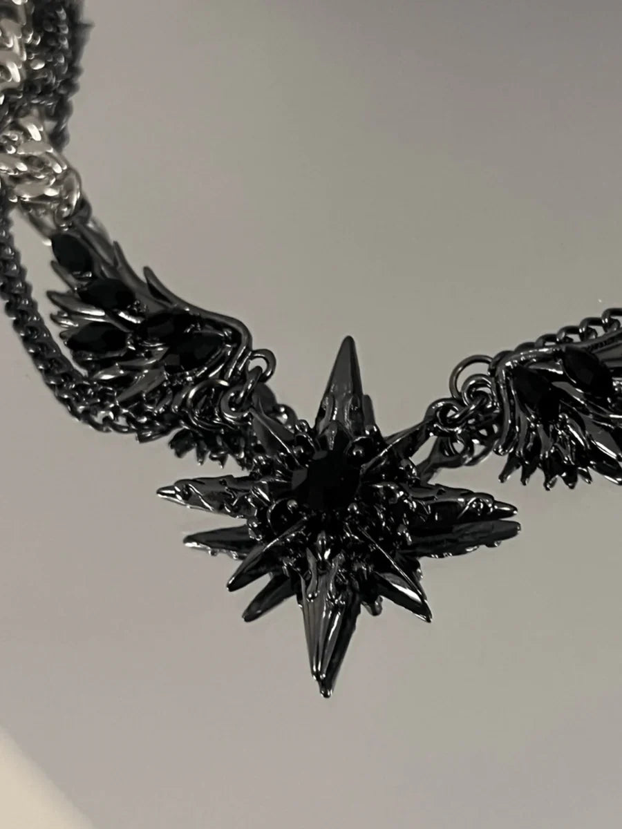 [CHEALIMPID] DARKGEMSTONE DIAMONDS WINGS DESIGN NECKLACE A0063