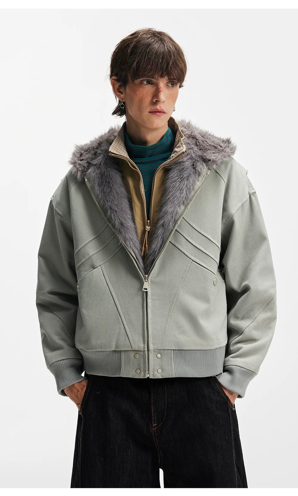 American Vintage Boxy Hooded Padded Jacket – Retro Streetwear Cotton Coat T0226