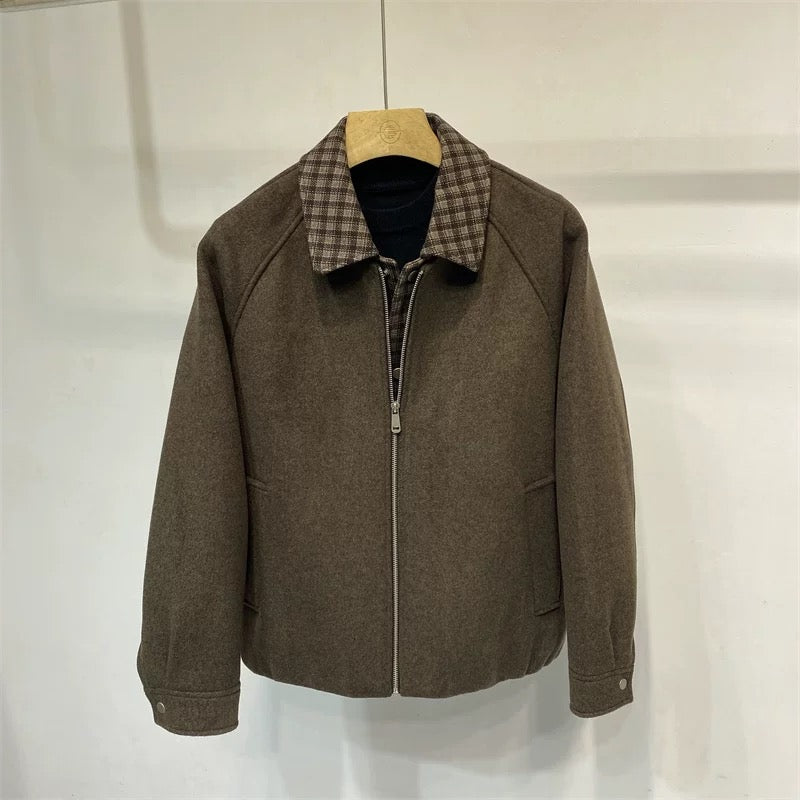 Chaqueta acolchada holgada de lana de oveja para hombre T0247