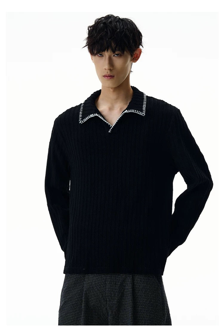 Men’s Long-Sleeve Cotton Polo – Streetwear Style S0015
