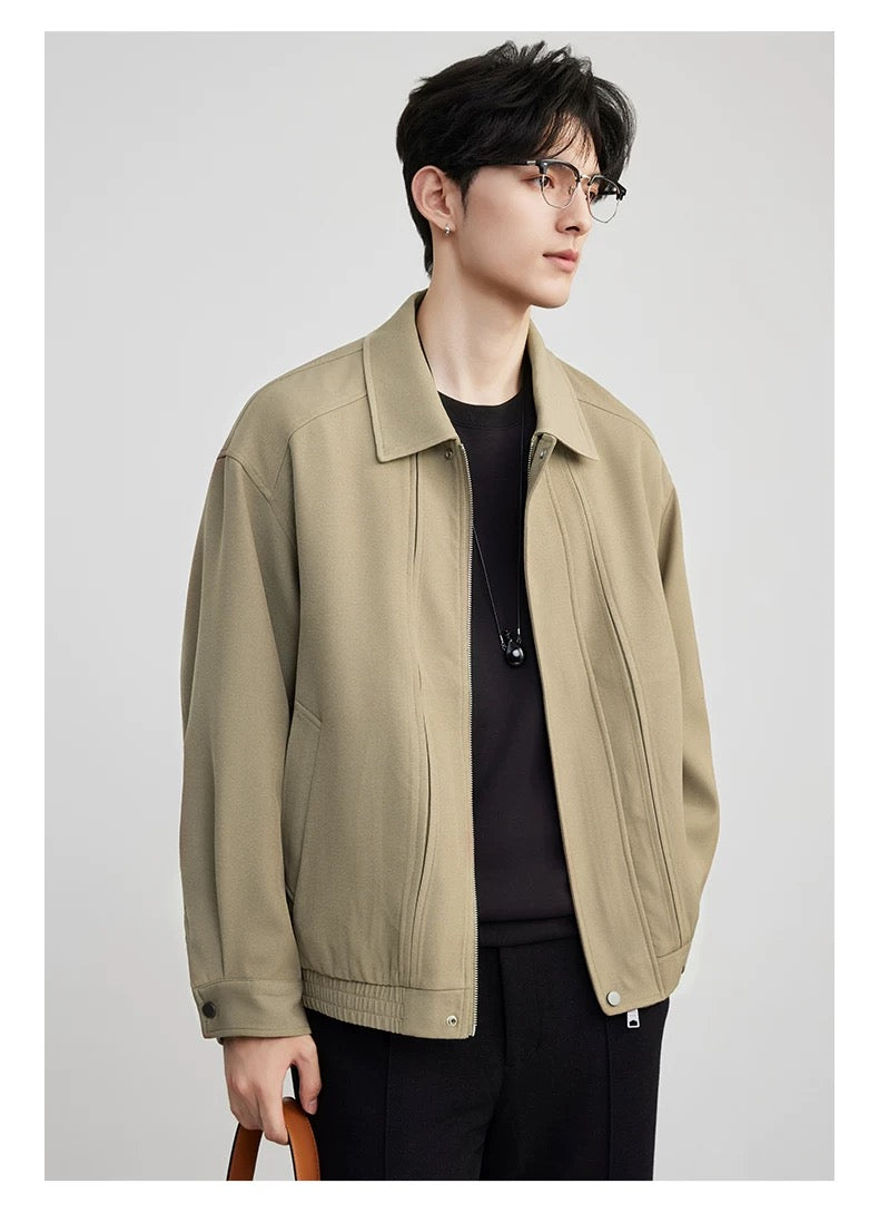 Men’s American Business Collar Jacket – Modern Retro Minimal Street Outerwear T0063