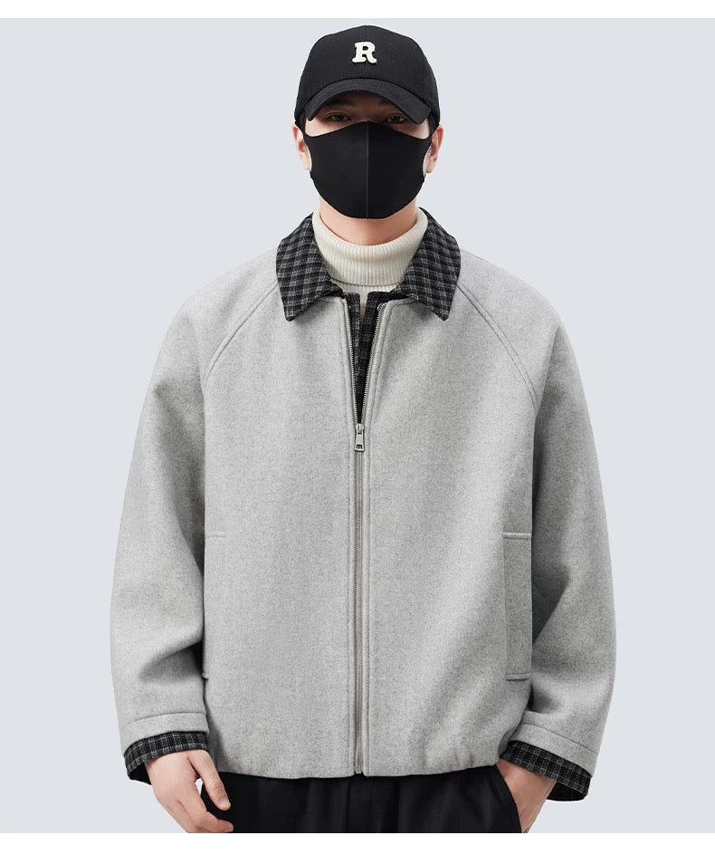 Chaqueta acolchada holgada de lana de oveja para hombre T0247