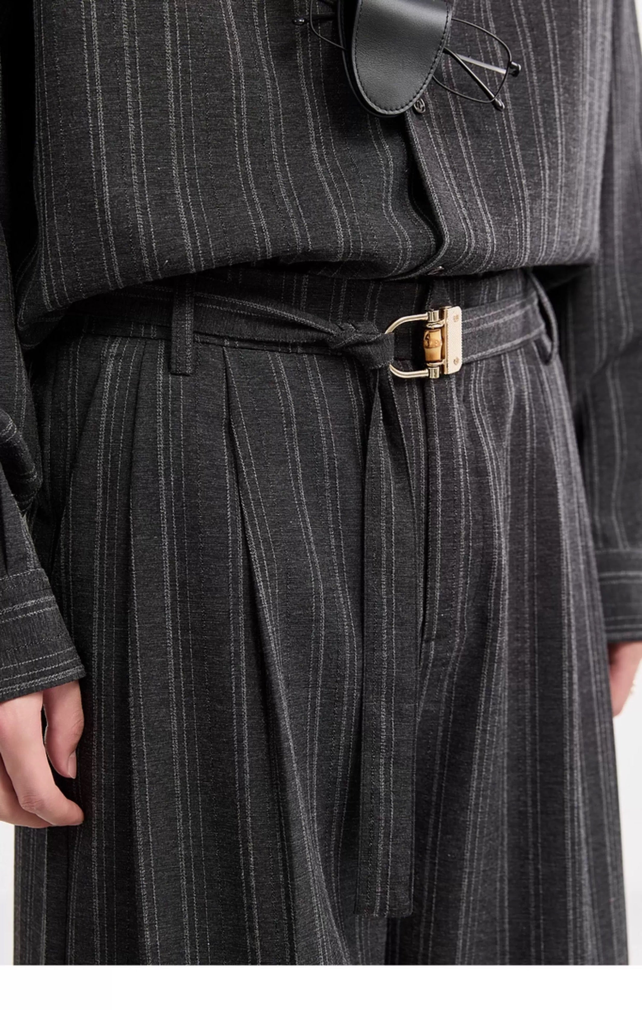 Autumn Korean-Style Striped Lazy-Fit: Men's Wide-Leg Casual Long Trousers T0042