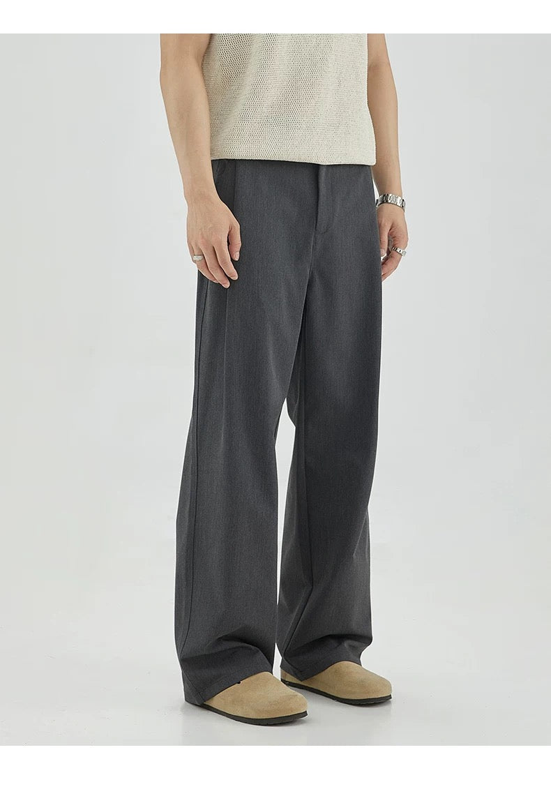 Men’s Wide-Leg Casual Pants – Relaxed Fit Minimal Streetwear Trousers B0064