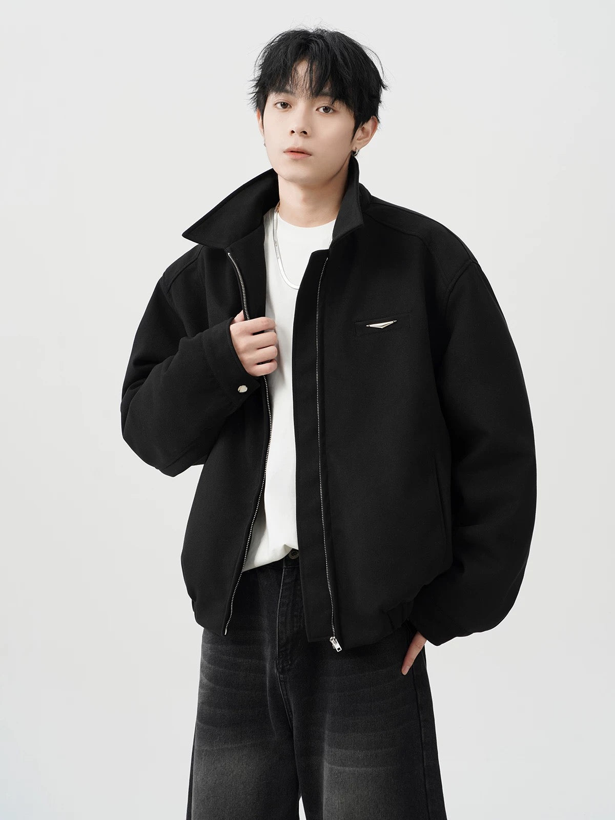 Chaqueta acolchada vintage americana – Abrigo retro de algodón con cuello vuelto para hombre T0022