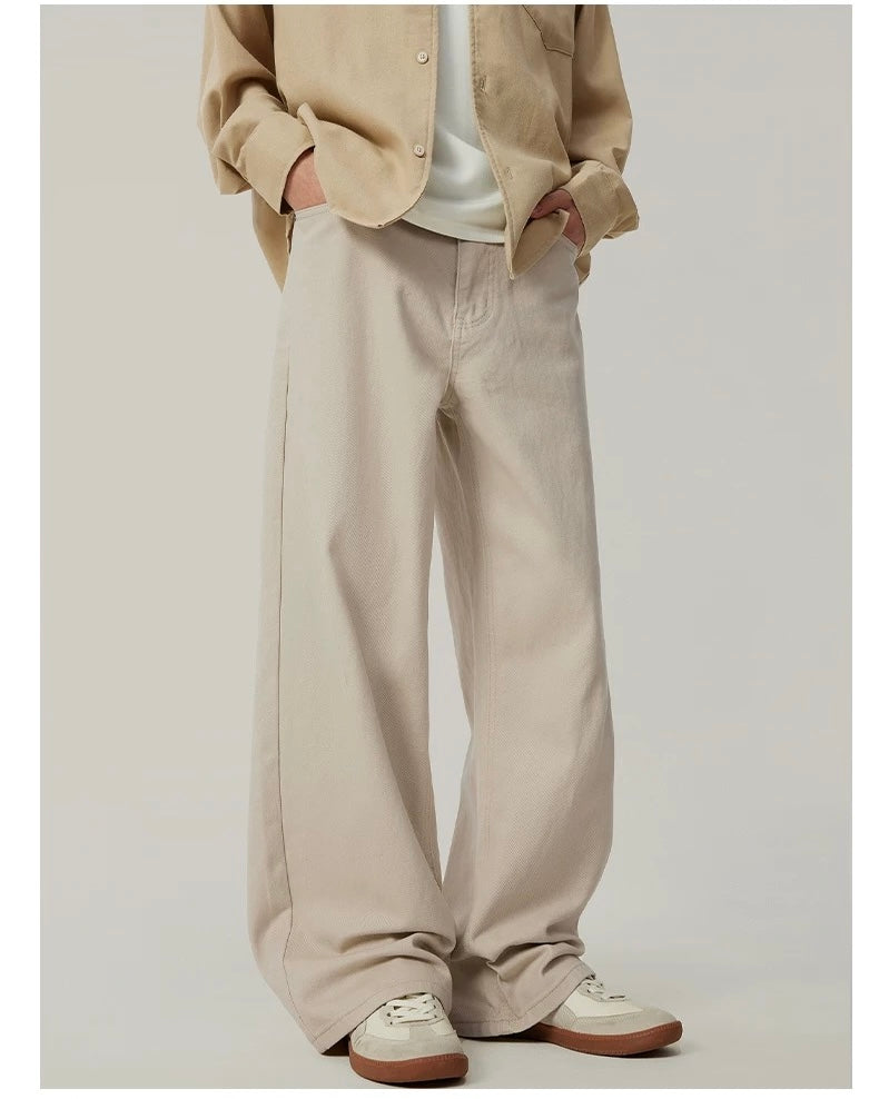 Men’s Loose Straight Wide-Leg Pants – American Minimalist Streetwear Trousers B0082