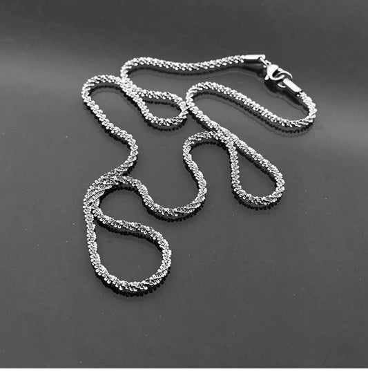 Unisex Galaxy Shine Necklace | Minimalist Luxury Stardust Chain with Sparkling Sand Finish O0008