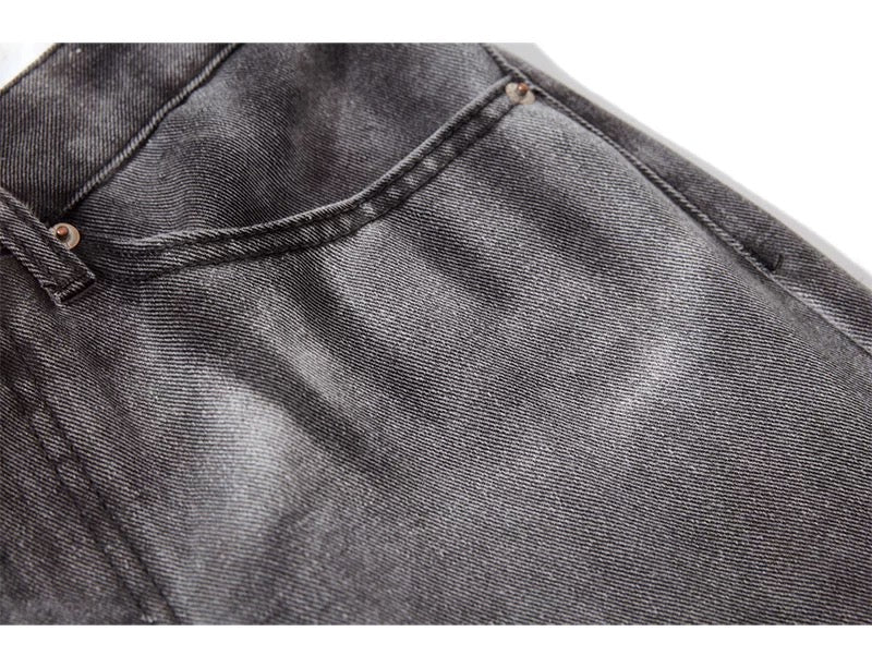 Men’s Smoke Washed Vintage Jeans – Distressed American Street Denim Pants B0066