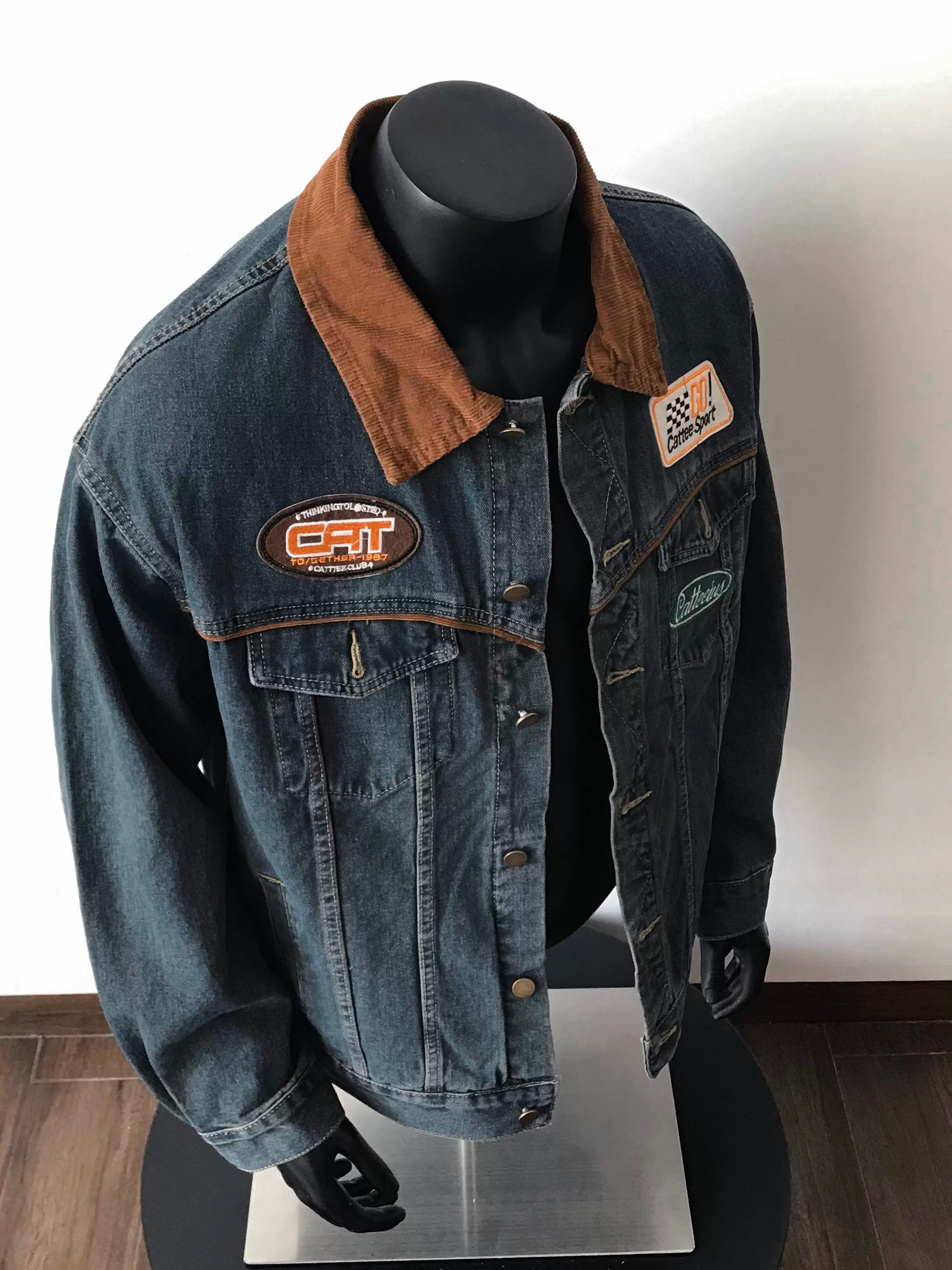 Men’s Vintage Patch Denim Jacket – American Retro Streetwear Outerwear T0084