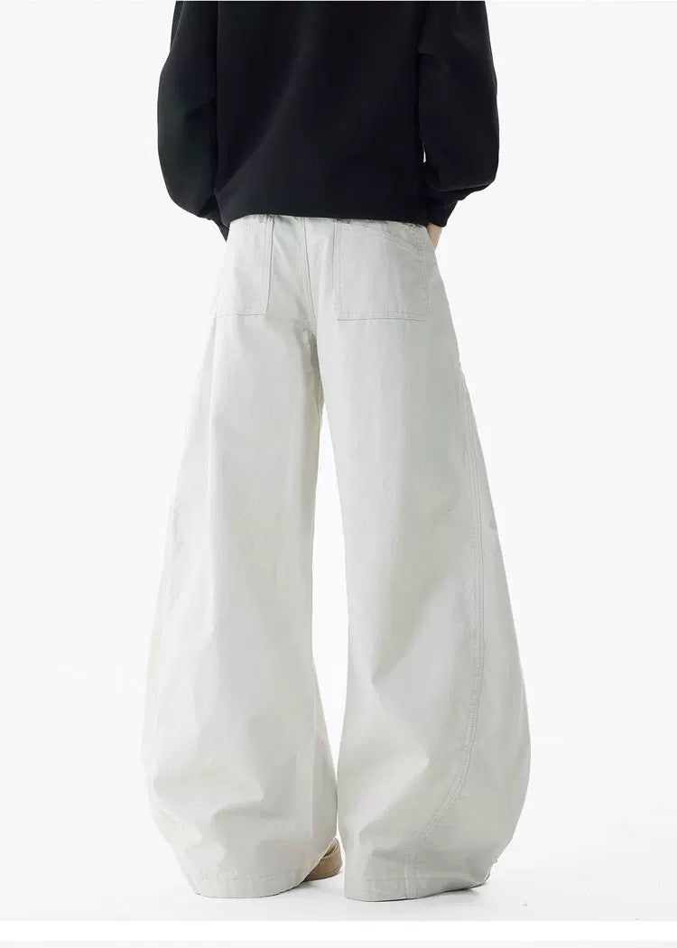 Men’s American Deconstructed Cargo Pants – Oversized Utility Streetwear Trousers B0051