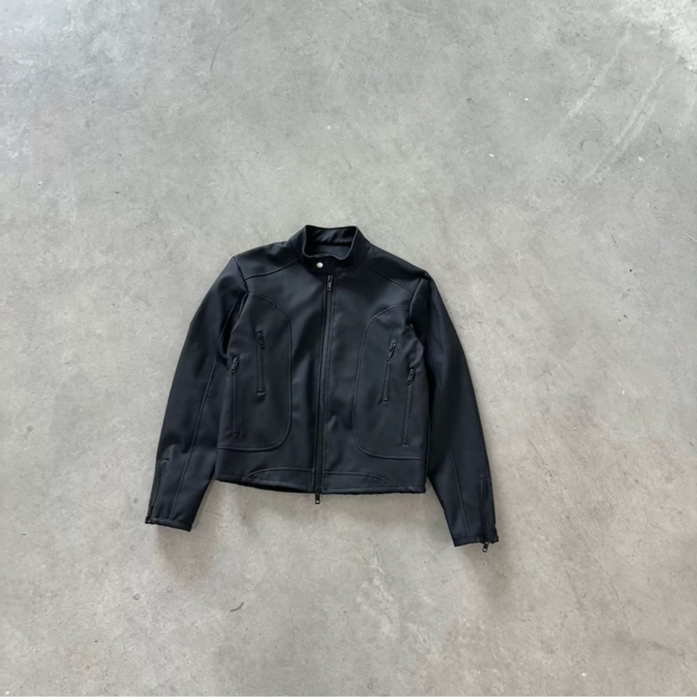 Men’s Deconstructed Patchwork Stand Collar Jacket – American Retro Street Outerwear T0137