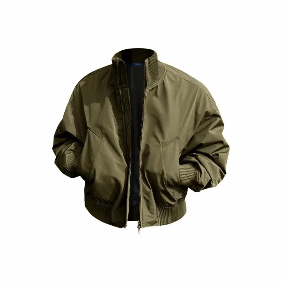 Men’s Short Padded Bomber Jacket – American Retro Street Winter Coat T0054