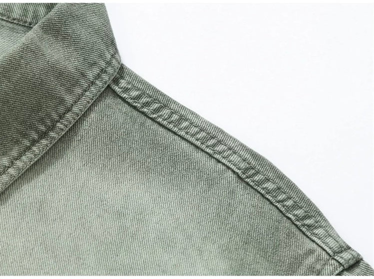 Men’s Vintage Distressed Denim Jacket – American Retro Streetwear Outerwear S0058