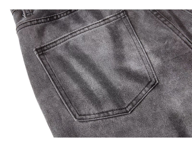 Men’s Smoke Washed Vintage Jeans – Distressed American Street Denim Pants B0066