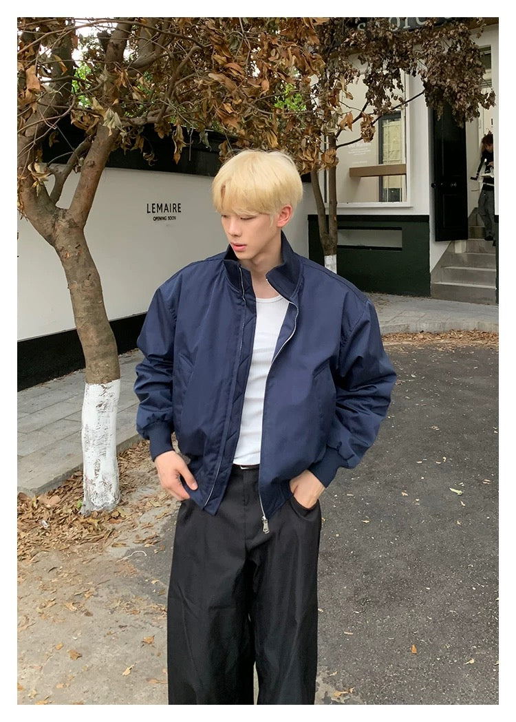 Men’s Short Padded Bomber Jacket – American Retro Street Winter Coat T0054