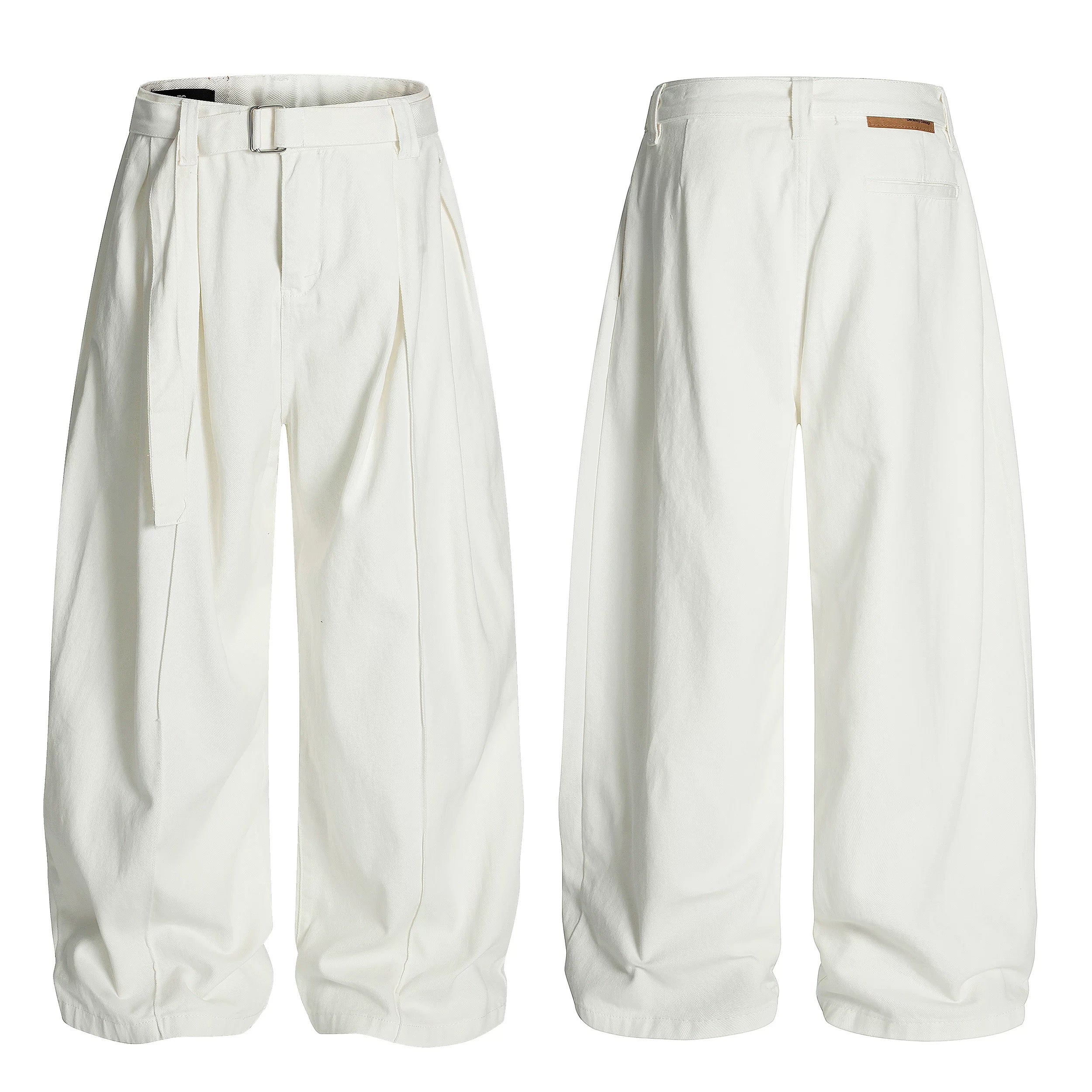 Vintage Curved-Cut Wide-Leg Jeans for Men | American Retro Casual Denim PantsB0101