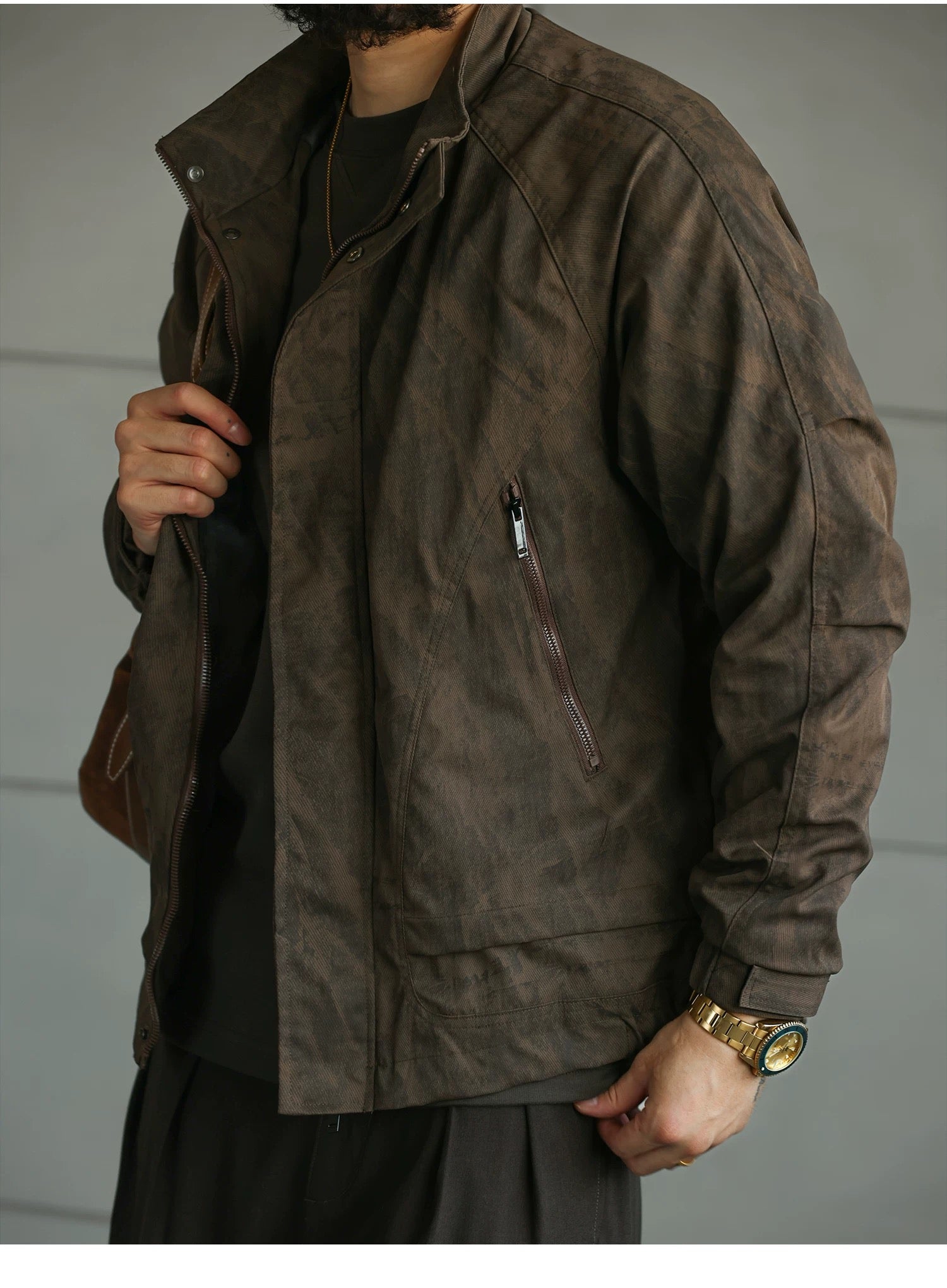 Men’s American Streetwear Stand-Collar Jacket T0016