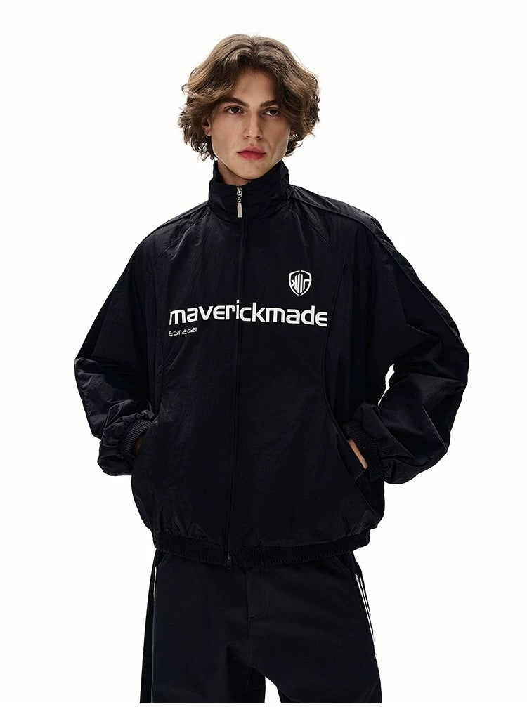 American Letter Print Jacket – Vintage Streetwear Varsity Zip Jacket T0026