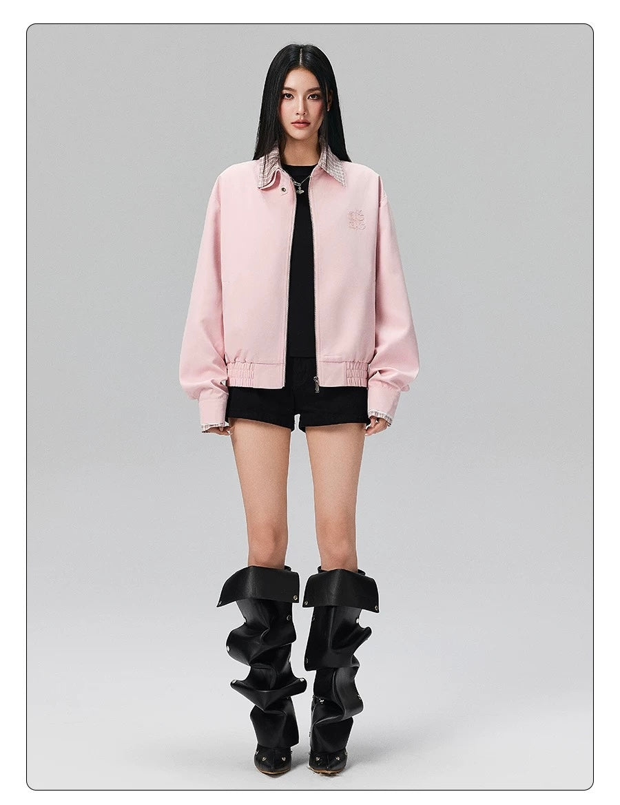 Men’s Vintage Plaid Patchwork Collar Jacket – Retro Short Street Outerwear T0062