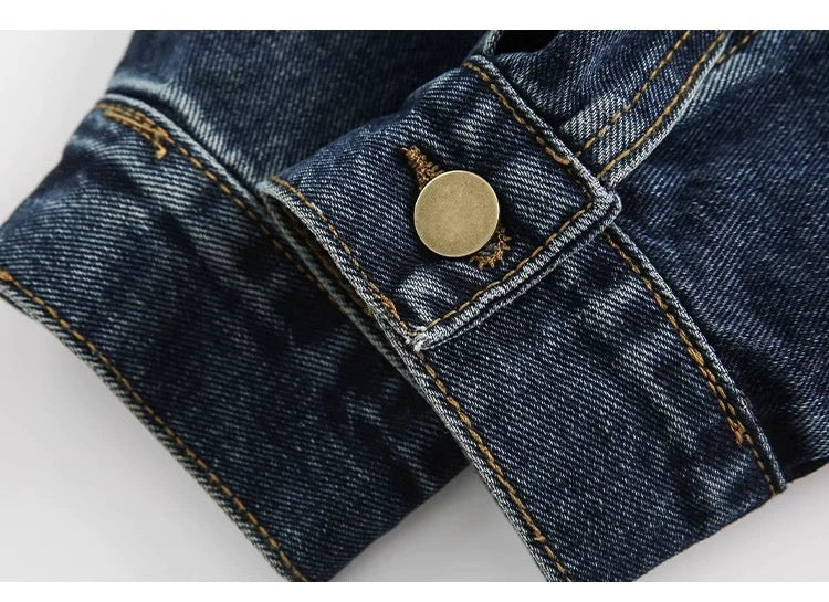 Men’s Vintage Patch Denim Jacket – American Retro Streetwear Outerwear T0084