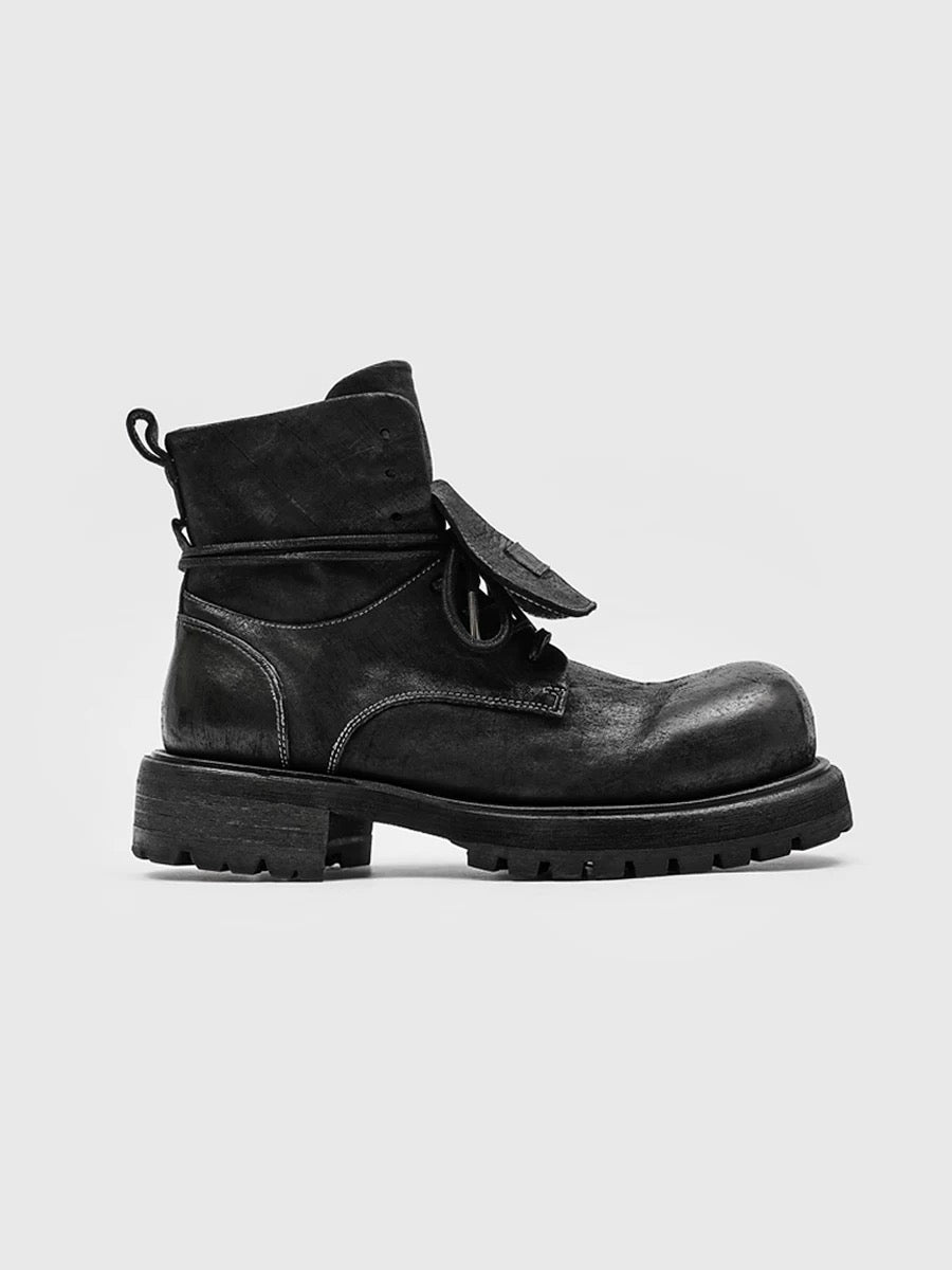 Botas Martin gruesas para hombre (2025), botas altas de trabajo de cuero negro, zapatos con alzas estilo británico S0011