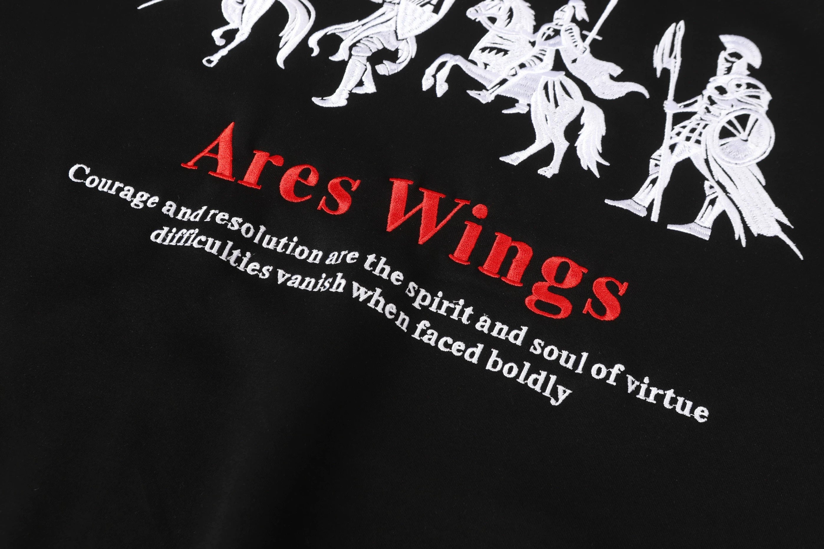 Men’s Embroidered Warhorse Hoodie – American Retro Street Pullover Sweatshirt S0046