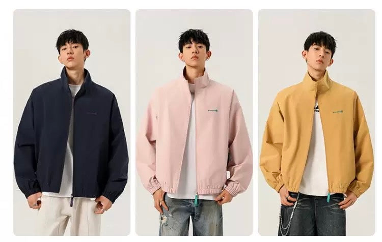 Men’s Japanese Minimalist Track Jacket – Casual Lightweight Streetwear Outerwear T0044