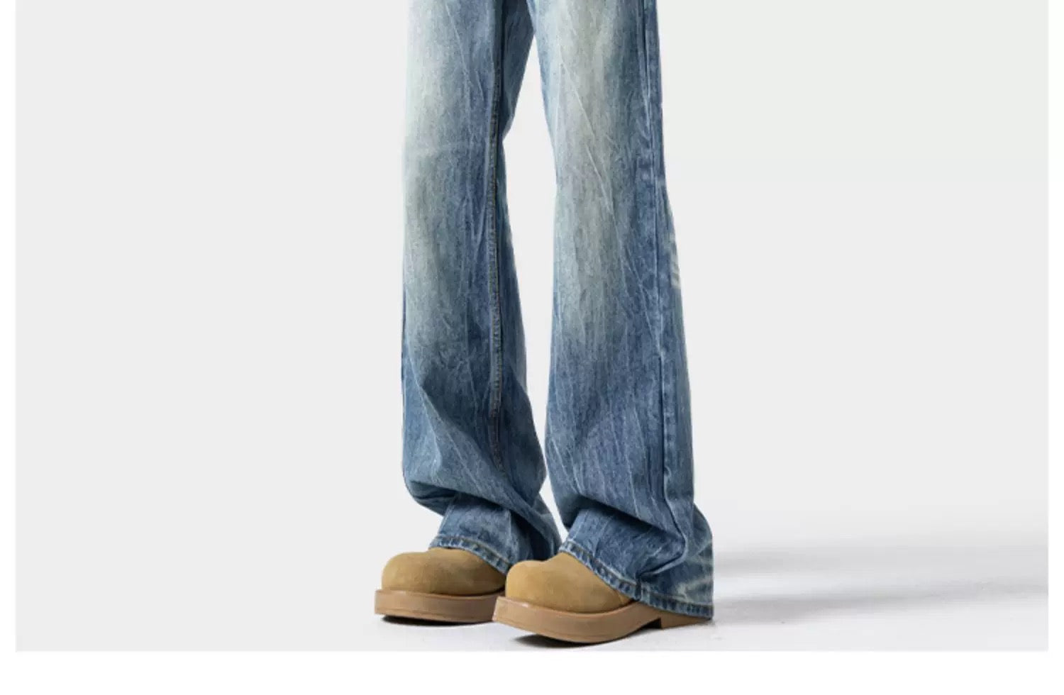 Men’s Lightning Flare Jeans – American Retro Street Denim Pants B0076