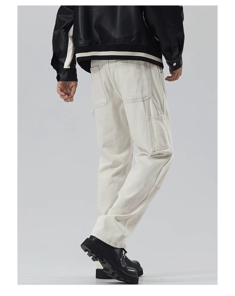 Men’s Off-White Retro Denim Cargo Pants – American Vintage Workwear Style B0075
