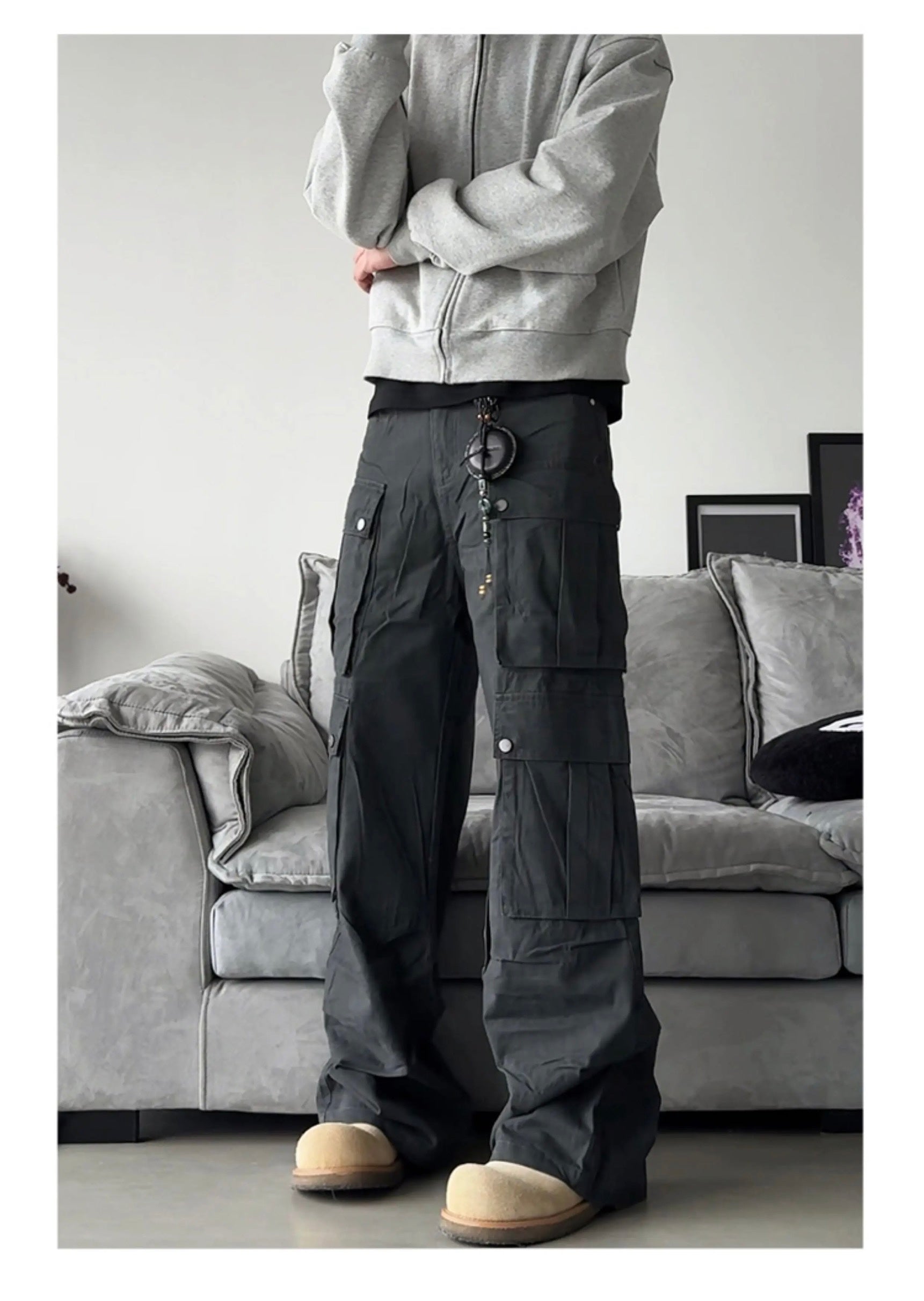 Men’s Multi-Pocket Cargo Pants – American Street Utility Workwear Trousers B0065