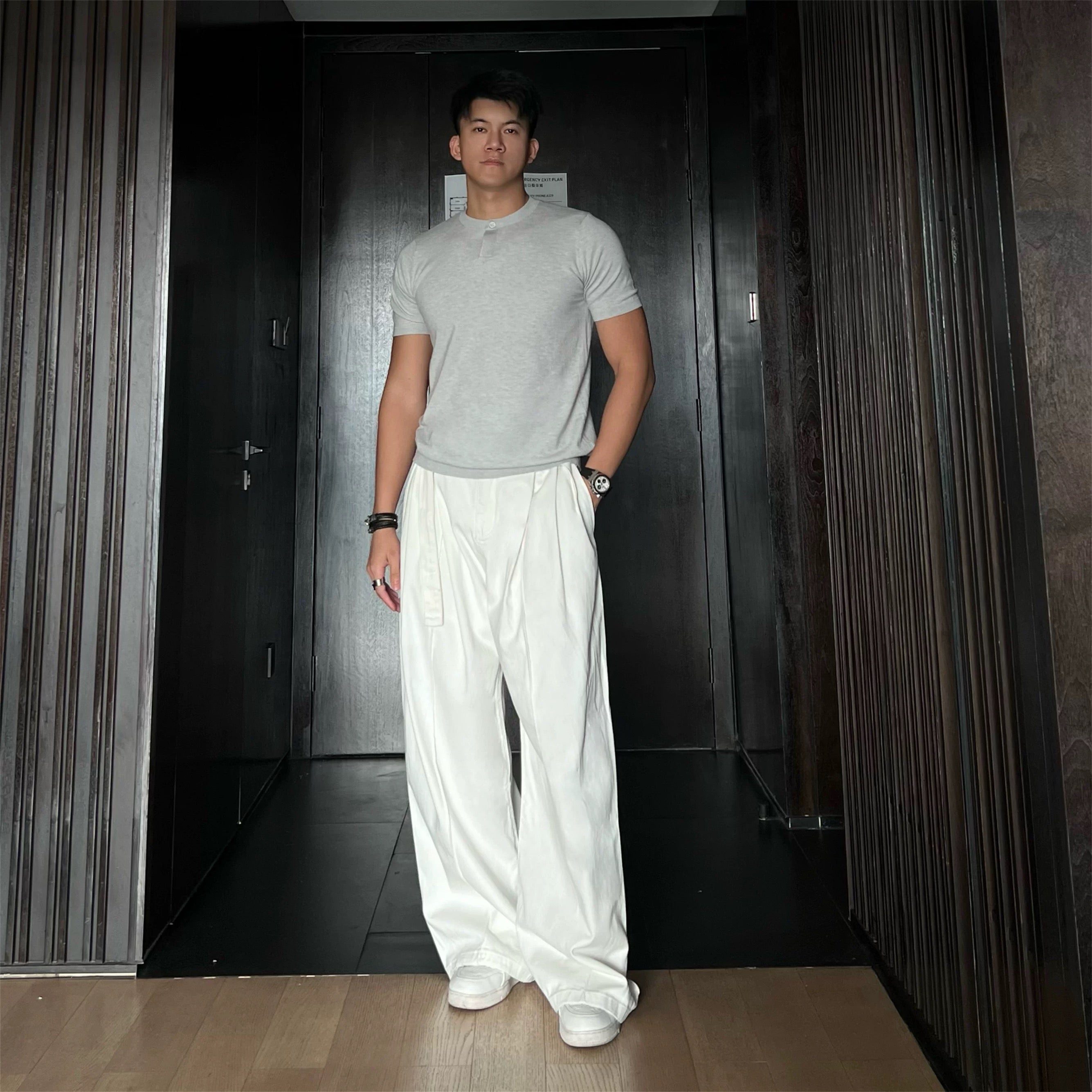 Vintage Curved-Cut Wide-Leg Jeans for Men | American Retro Casual Denim PantsB0101