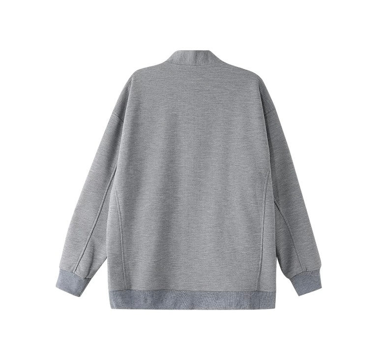 Cárdigan de punto gofre para hombre: Chaqueta estilo suéter vintage informal T0173