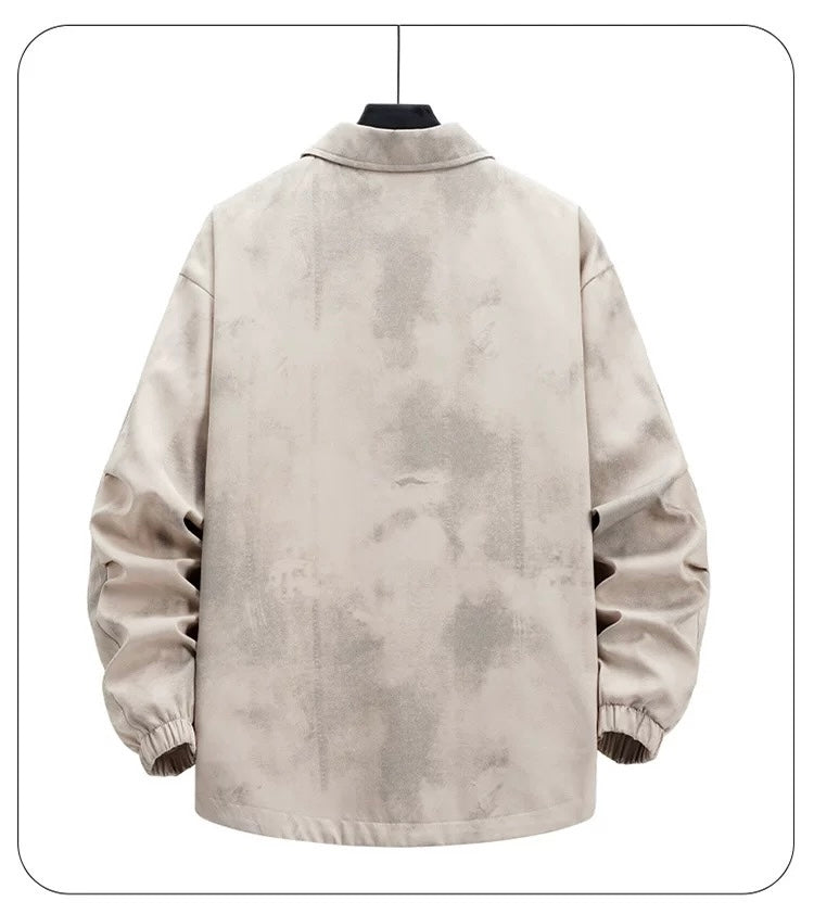 Chaqueta vintage lavada con efecto sucio para hombre – Ropa de calle retro americana T0087