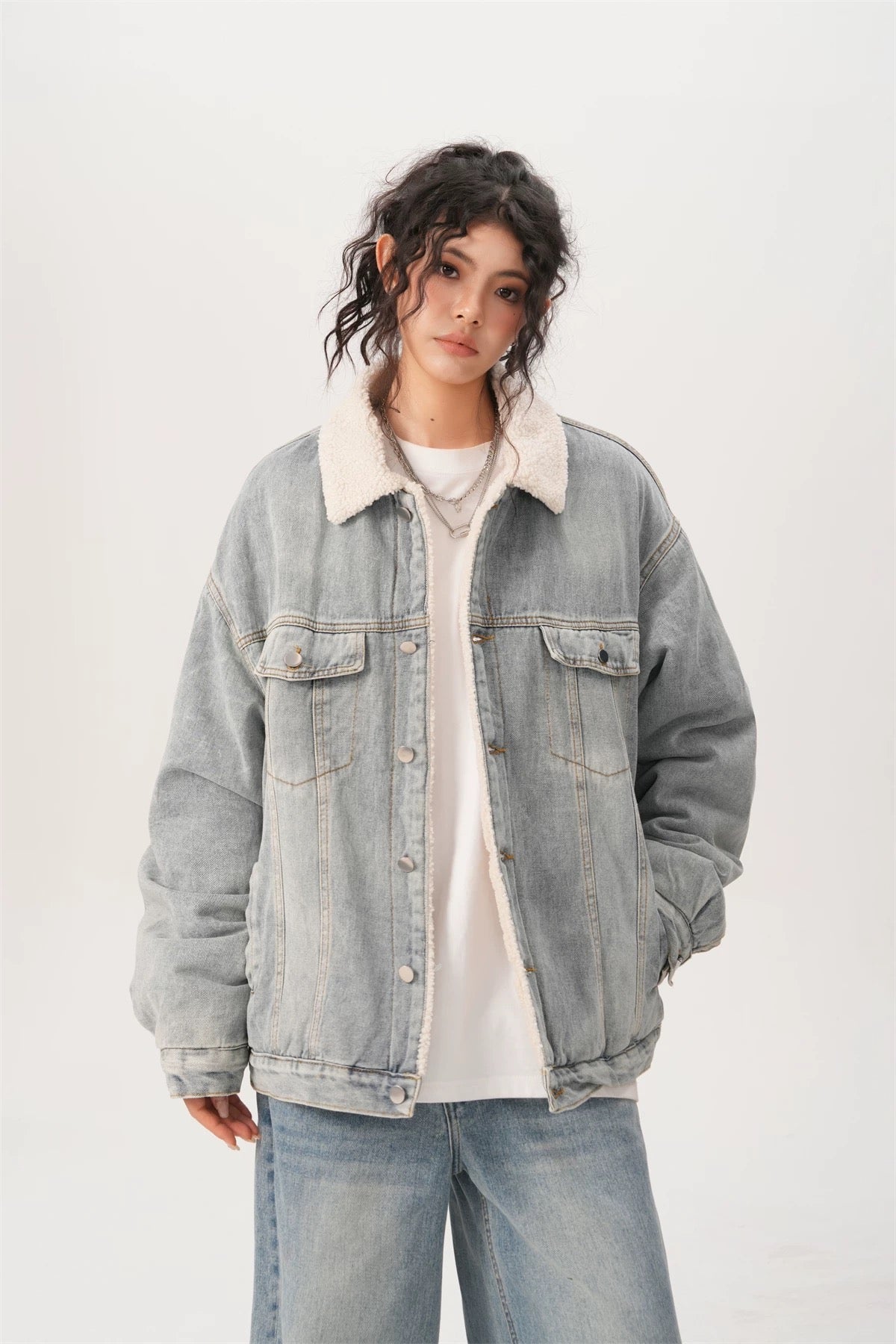 Men’s Vintage Denim Jacket – American Retro Washed Jean Outerwear T0068