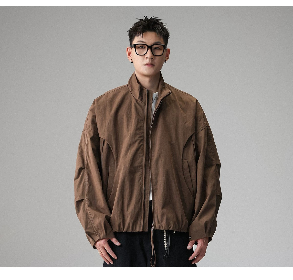 American Stand-Collar Jacket – Vintage Minimalist Streetwear Outerwear T0025