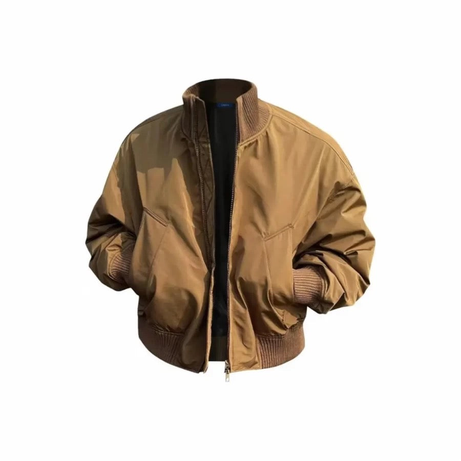 Men’s Short Padded Bomber Jacket – American Retro Street Winter Coat T0054