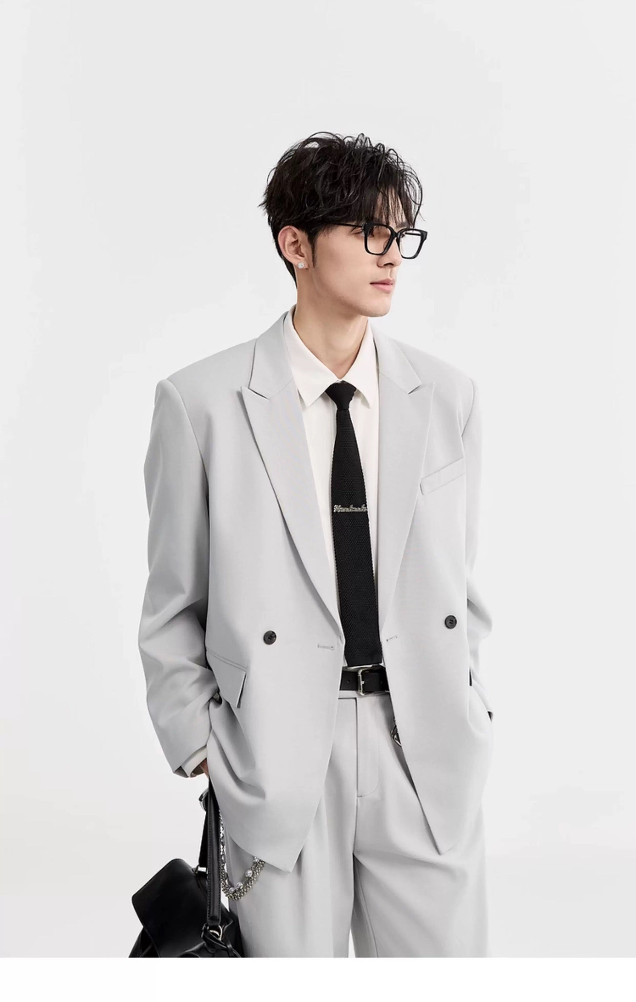 Blazer de lana Tencel Premium - Chaqueta informal de gran tamaño y botonadura sencilla para hombre, para todas las estaciones, T0045