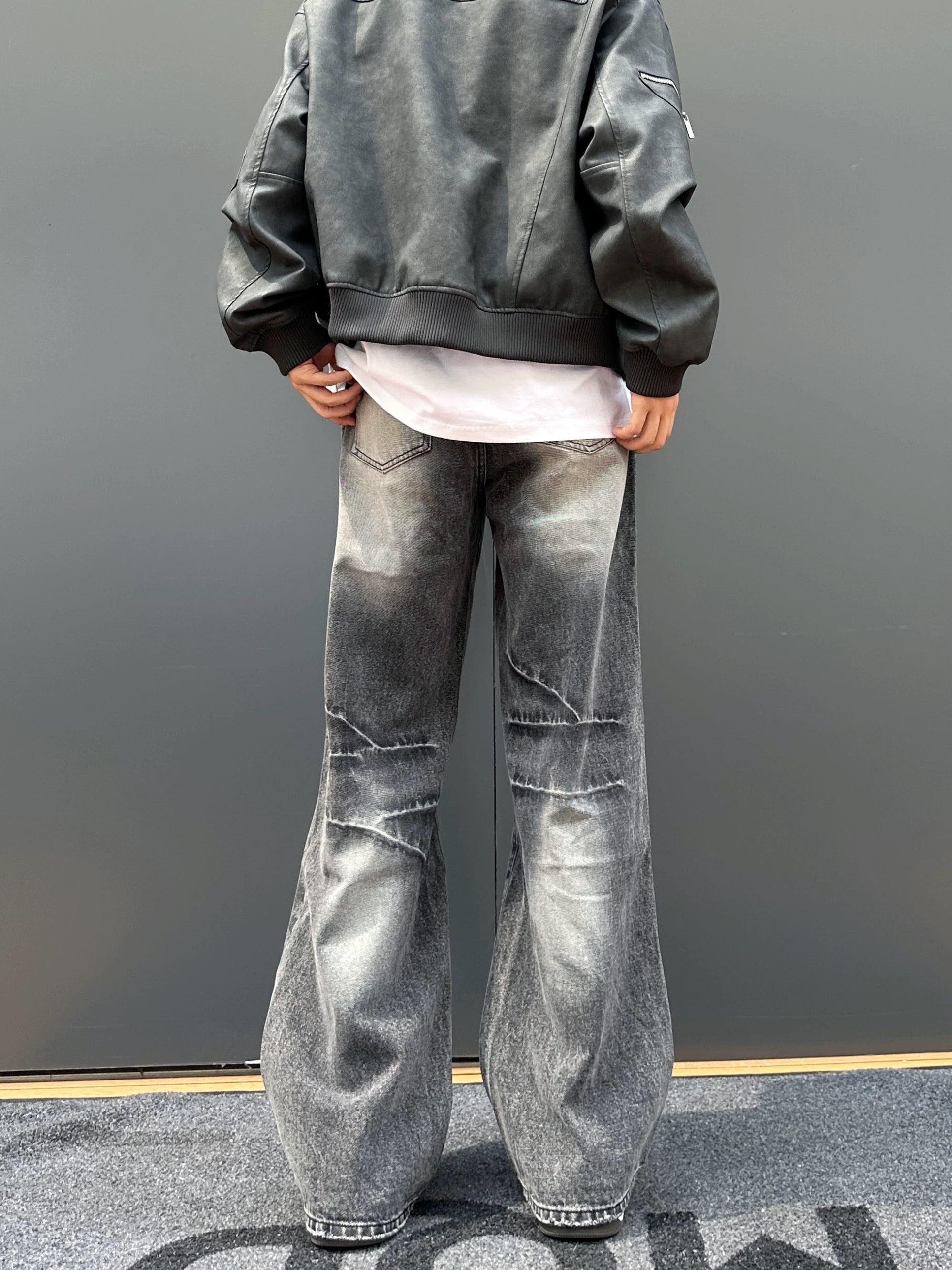 Men’s Vintage American Wide-Leg Straight Jeans – Retro High Street Denim Pants B0052