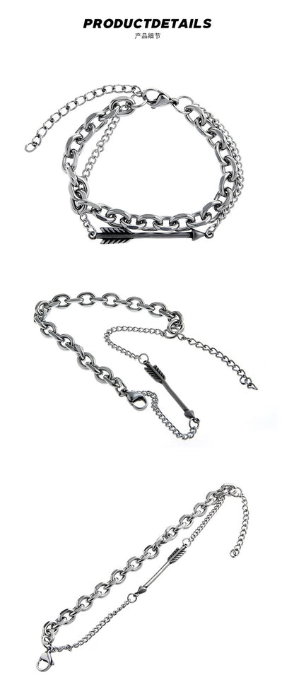 Men’s Arrow Double-Layer Bracelet | Adjustable Vintage Titanium Steel Chain with Hip Hop Minimalist Design O0011