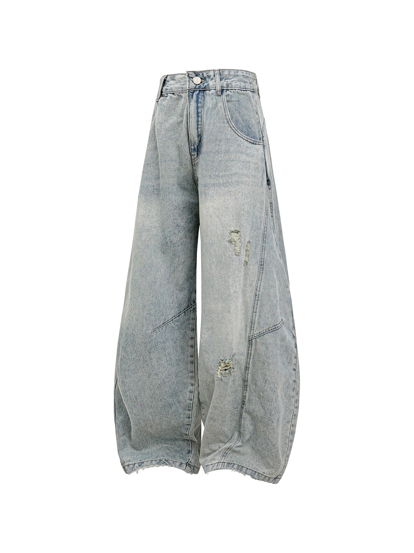 Light Wash Baggy Scimitar Jeans for Men – Loose Fit Wide-Leg Denim Pants 2025 Spring/Fall B0094
